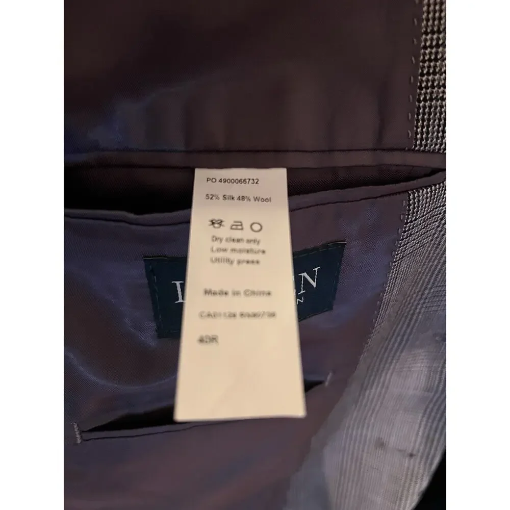 Lauren Ralph Lauren Silk Wool Glen Plaid Blazer 40R — Gray Check Two-Button